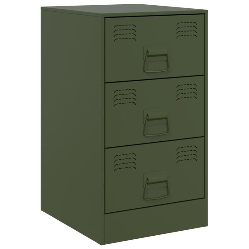 Casa si Gradina - Mobilier - Comode si corpuri - Noptiere - Noptiere, 2 buc., verde olive, 34,5x39x62 cm, otel - Infinity.ro