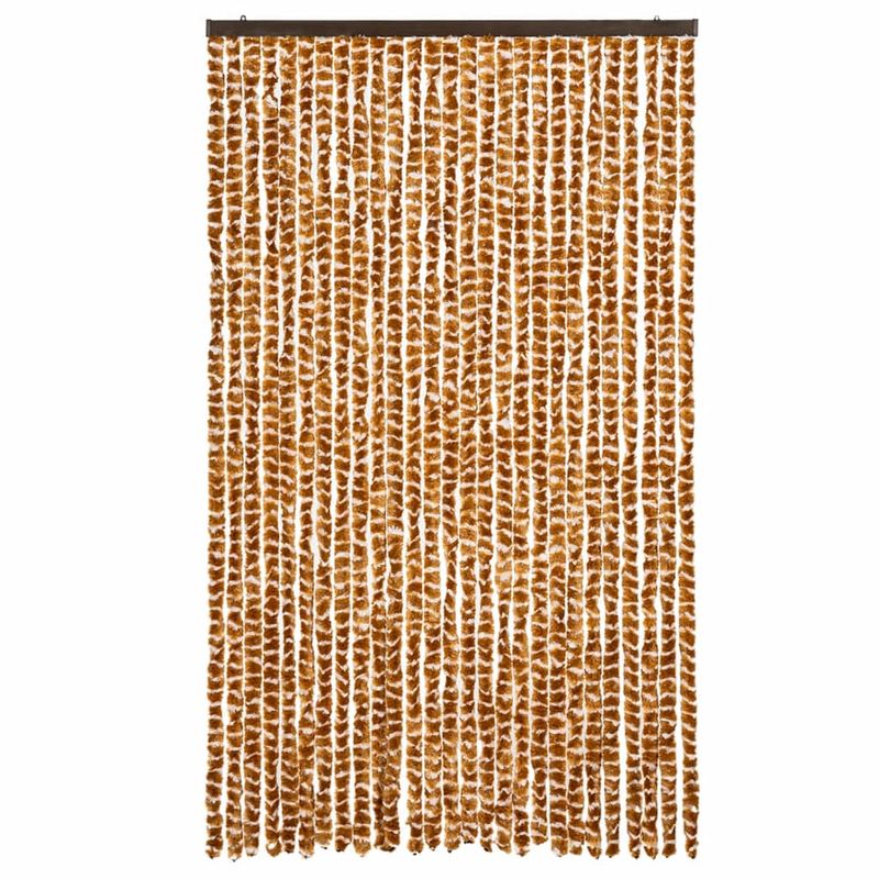 Casa si Gradina - Textile si covoare - Rulouri si jaluzele - Perdea pentru insecte, ocru si alb, 118x220 cm, chenille - Infinity.ro