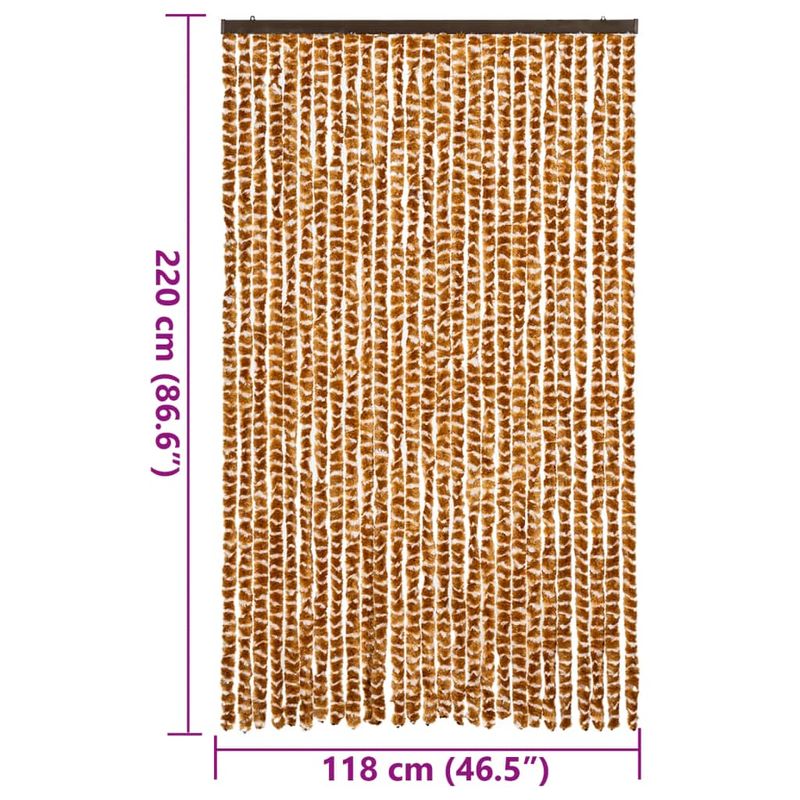 Casa si Gradina - Textile si covoare - Rulouri si jaluzele - Perdea pentru insecte, ocru si alb, 118x220 cm, chenille - Infinity.ro