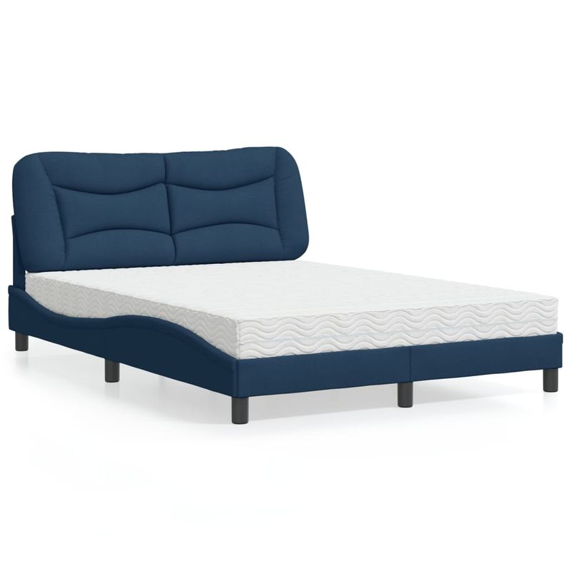 Casa si Gradina - Mobilier - Paturi si accesorii - Paturi - Pat cu saltea, albastru, 140x200 cm, textil - Infinity.ro