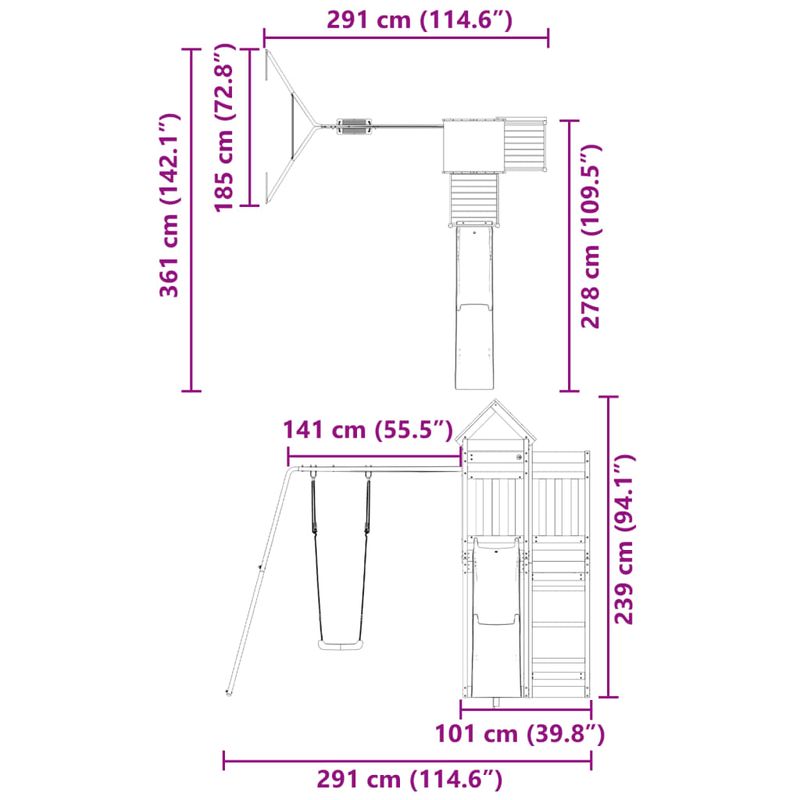 Jucarii, Copii si Bebe - Jucarii si jocuri - Jucarii de exterior - Spatii de joaca si accesorii - Set de joaca pentru exterior, lemn masiv de douglas - Infinity.ro
