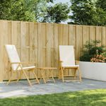 Casa si Gradina - Gradina si terasa - Mobilier exterior - Scaune si sezlonguri gradina - Scaune bistro pliabile, 2 buc., cu perne alb, bambus - Infinity.ro