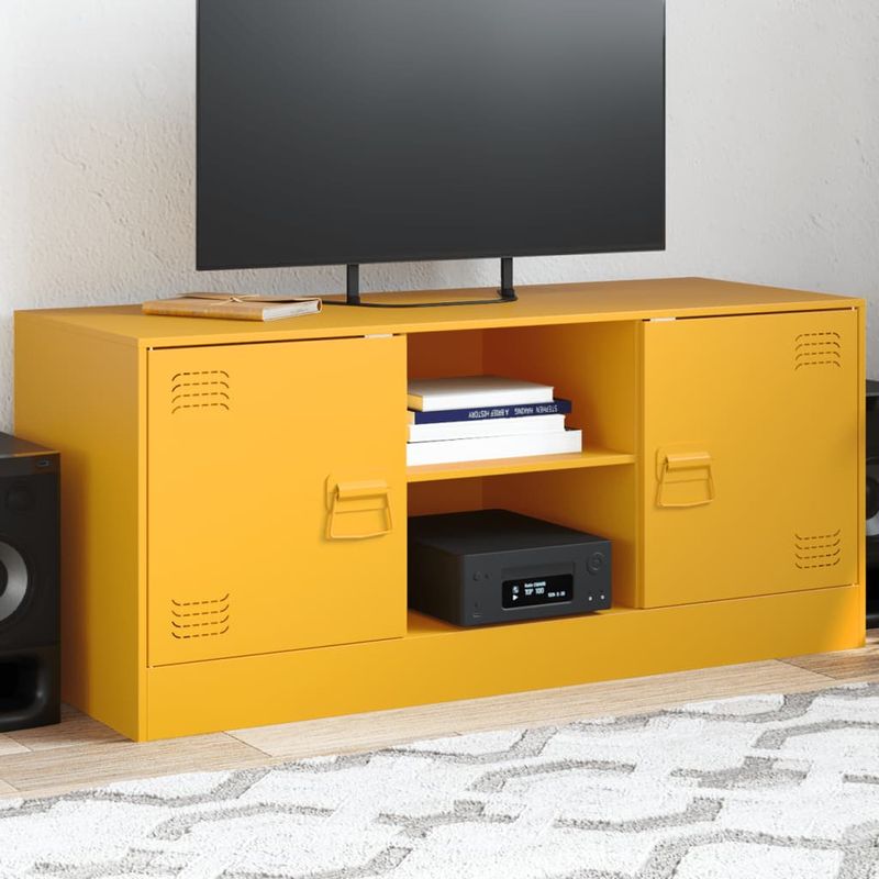 Casa si Gradina - Mobilier - Comode si corpuri - Comode - Dulap TV, galben mustar, 99x39x44 cm, otel - Infinity.ro