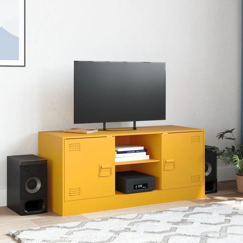 Casa si Gradina - Mobilier - Comode si corpuri - Comode - Dulap TV, galben mustar, 99x39x44 cm, otel - Infinity.ro