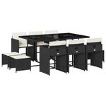 Casa si Gradina - Gradina si terasa - Mobilier exterior - Seturi mobila gradina - Set mobilier de exterior cu perne, 11 piese, negru, poliratan - Infinity.ro