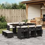 Casa si Gradina - Gradina si terasa - Mobilier exterior - Seturi mobila gradina - Set mobilier de exterior cu perne, 11 piese, negru, poliratan - Infinity.ro