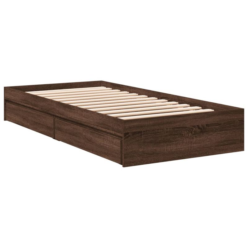 Casa si Gradina - Mobilier - Paturi si accesorii - Paturi - Cadru de pat cu sertare stejar maro 75x190 cm lemn prelucrat - Infinity.ro