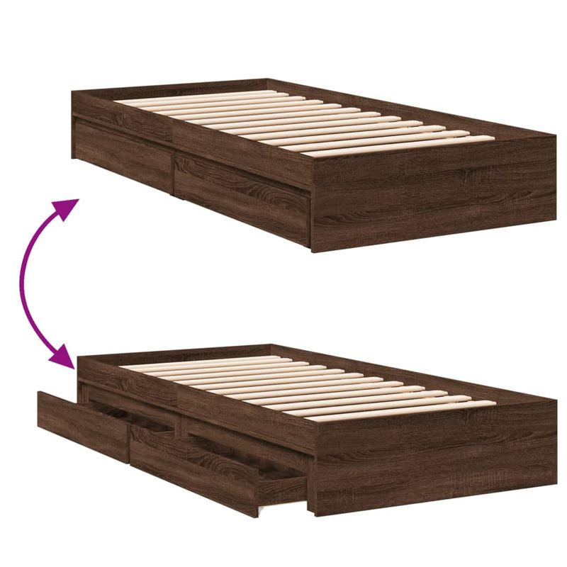 Casa si Gradina - Mobilier - Paturi si accesorii - Paturi - Cadru de pat cu sertare stejar maro 75x190 cm lemn prelucrat - Infinity.ro
