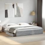 Casa si Gradina - Mobilier - Paturi si accesorii - Paturi - Cadru de pat cu sertare gri sonoma 200x200 cm lemn prelucrat - Infinity.ro
