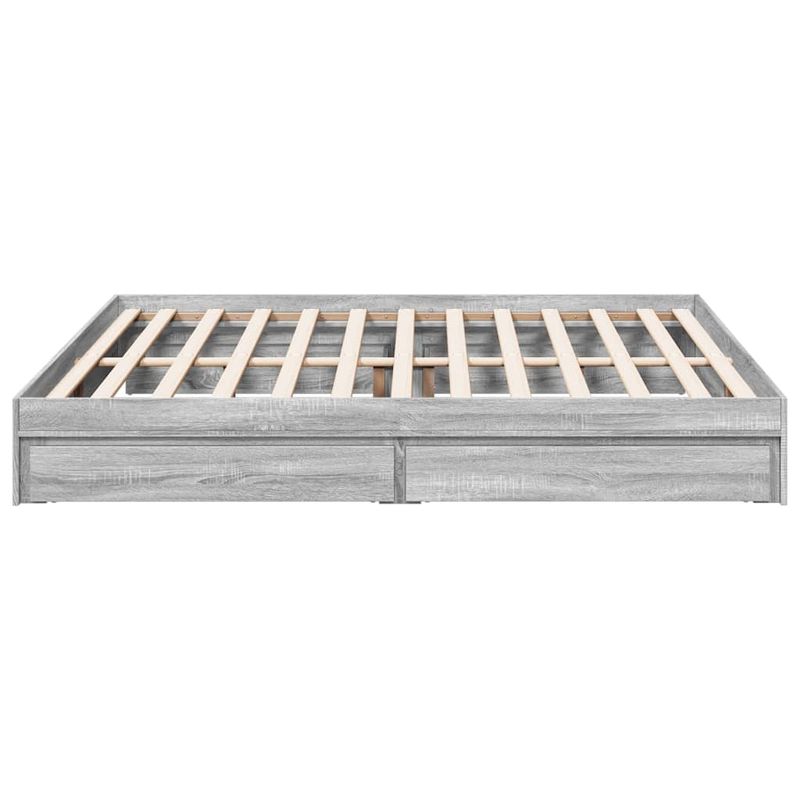 Casa si Gradina - Mobilier - Paturi si accesorii - Paturi - Cadru de pat cu sertare gri sonoma 200x200 cm lemn prelucrat - Infinity.ro