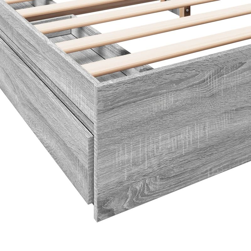 Casa si Gradina - Mobilier - Paturi si accesorii - Paturi - Cadru de pat cu sertare gri sonoma 200x200 cm lemn prelucrat - Infinity.ro