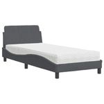Casa si Gradina - Mobilier - Paturi si accesorii - Paturi - Pat cu saltea, gri inchis, 90x200 cm, catifea - Infinity.ro