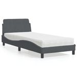 Casa si Gradina - Mobilier - Paturi si accesorii - Paturi - Pat cu saltea, gri inchis, 90x200 cm, catifea - Infinity.ro