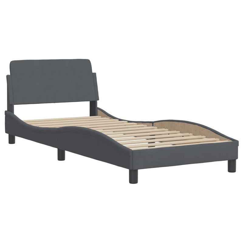 Casa si Gradina - Mobilier - Paturi si accesorii - Paturi - Pat cu saltea, gri inchis, 90x200 cm, catifea - Infinity.ro
