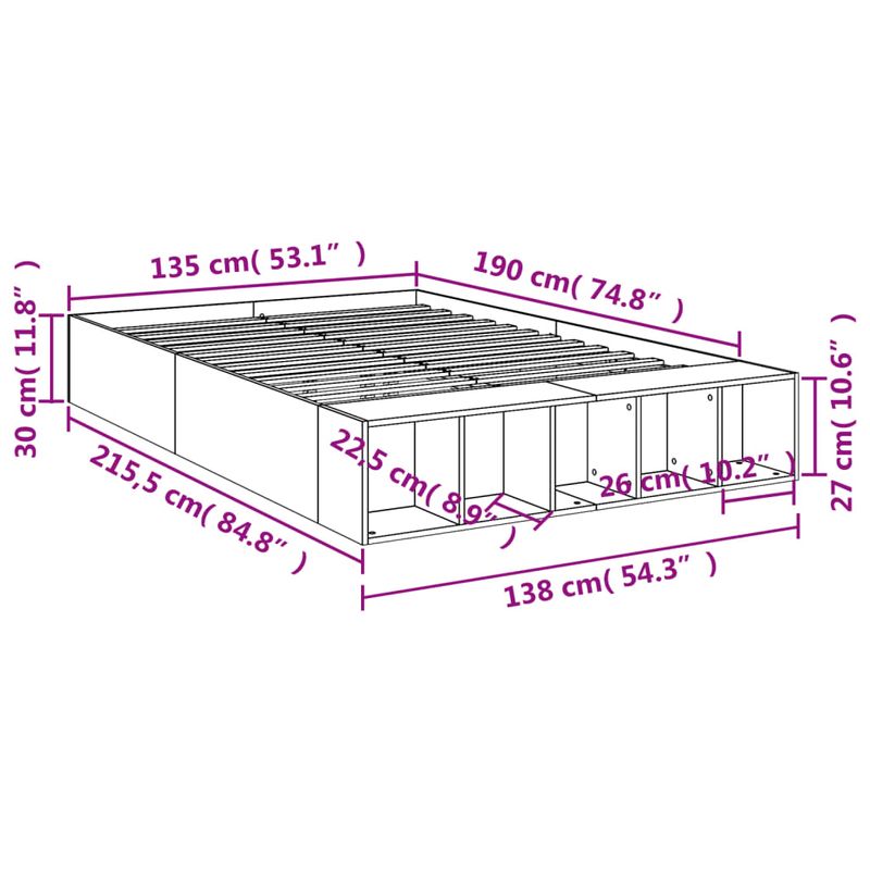 Casa si Gradina - Mobilier - Paturi si accesorii - Paturi - Cadru de pat, alb ,135x190 cm, lemn prelucrat - Infinity.ro