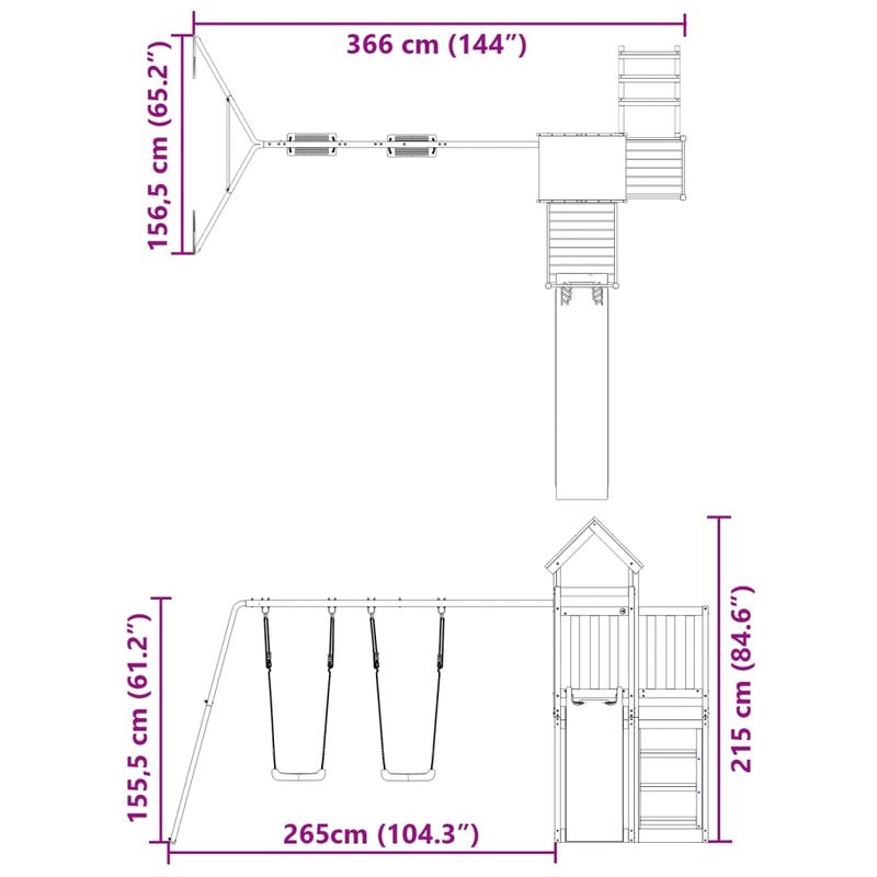 Jucarii, Copii si Bebe - Jucarii si jocuri - Jucarii de exterior - Spatii de joaca si accesorii - Set de joaca pentru exterior, lemn masiv de douglas - Infinity.ro