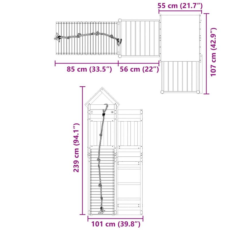 Jucarii, Copii si Bebe - Jucarii si jocuri - Jucarii de exterior - Spatii de joaca si accesorii - Set de joaca pentru exterior, lemn masiv de douglas - Infinity.ro