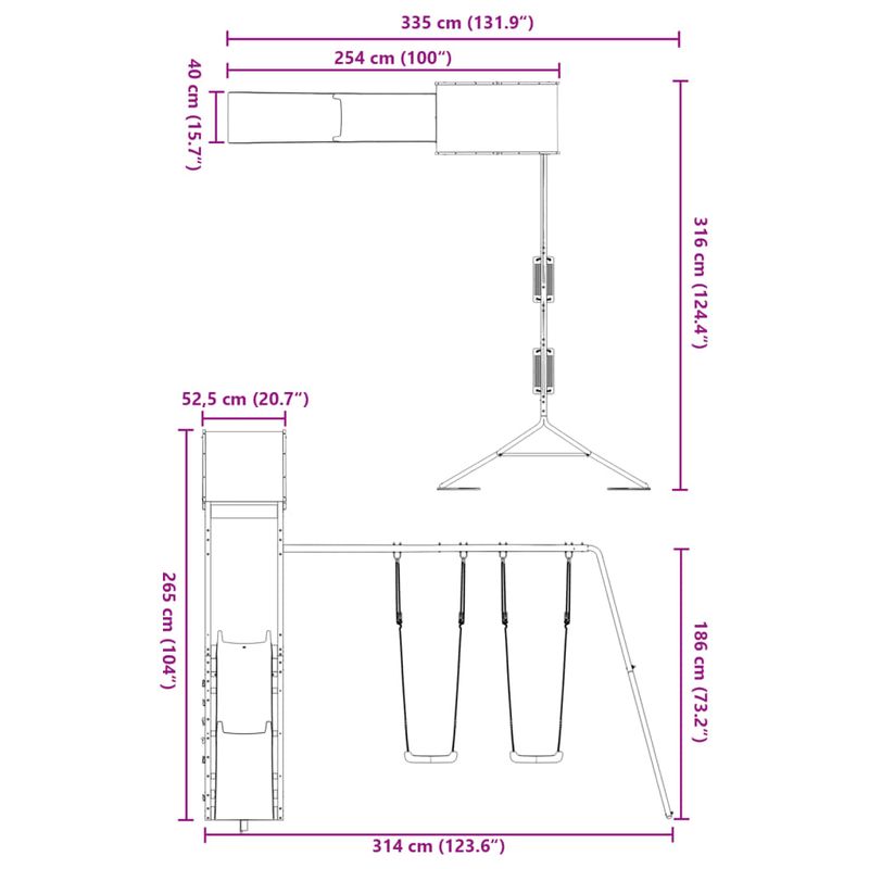 Jucarii, Copii si Bebe - Jucarii si jocuri - Jucarii de exterior - Spatii de joaca si accesorii - Set de joaca pentru exterior, lemn masiv de pin - Infinity.ro