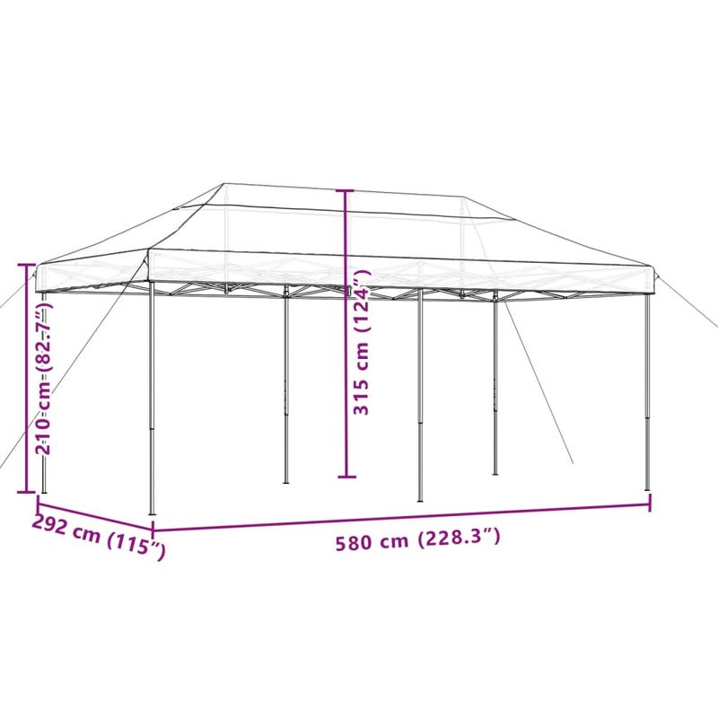 Casa si Gradina - Gradina si terasa - Umbrele si pavilioane - Pavilioane - Cort de petrecere pliabil Pop-Up, 580x292x315 cm, negru - Infinity.ro