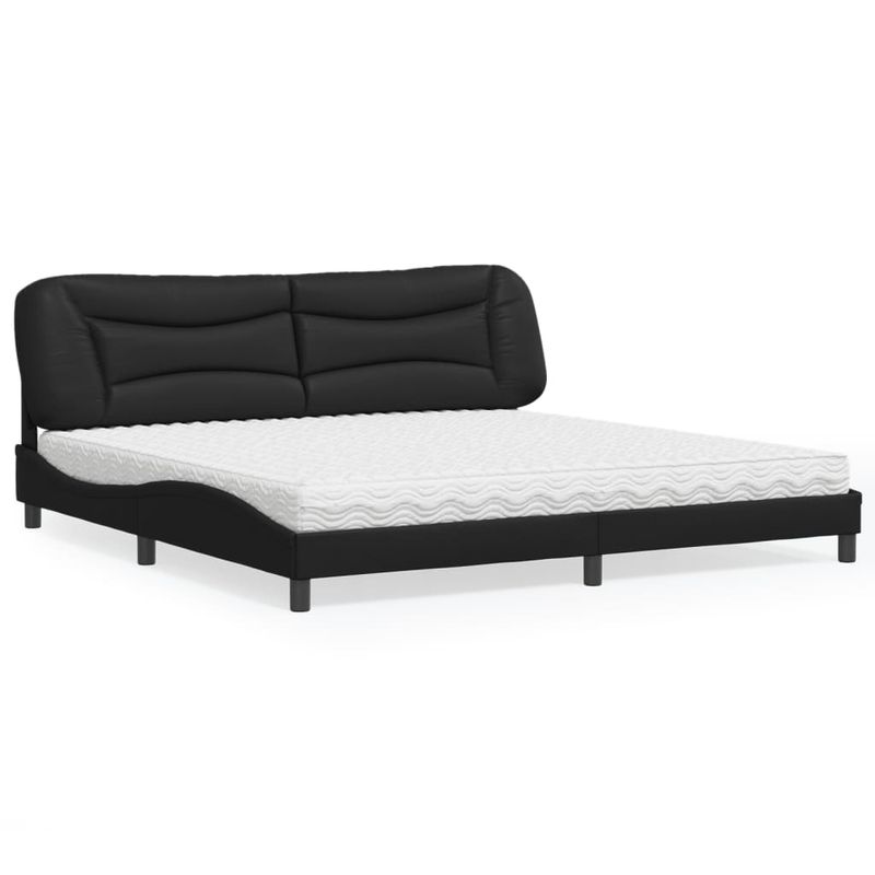 Casa si Gradina - Mobilier - Paturi si accesorii - Paturi - Pat cu saltea, negru, 200x200 cm, piele ecologica - Infinity.ro
