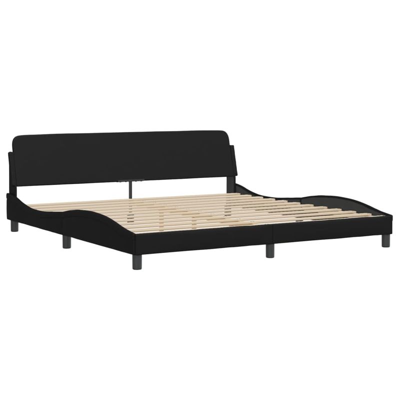 Casa si Gradina - Mobilier - Paturi si accesorii - Paturi - Pat cu saltea, negru, 200x200 cm, piele ecologica - Infinity.ro