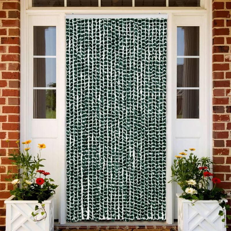 Casa si Gradina - Textile si covoare - Rulouri si jaluzele - Perdea pentru insecte, verde si alb, 118x220 cm, chenille - Infinity.ro