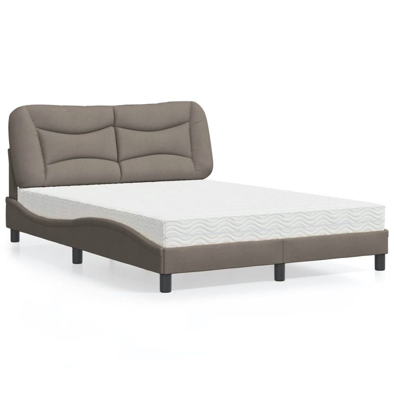 Casa si Gradina - Mobilier - Paturi si accesorii - Paturi - Pat cu saltea gri taupe 140x200 cm material textil - Infinity.ro