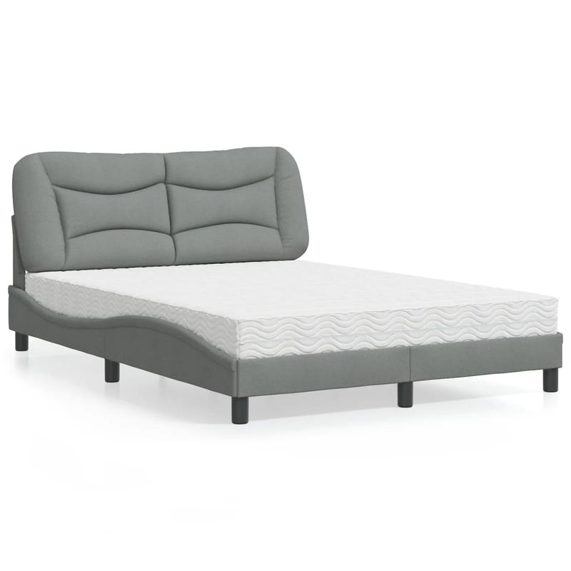 Casa si Gradina - Mobilier - Paturi si accesorii - Paturi - Pat cu saltea, gri deschis, 140x190 cm, textil - Infinity.ro