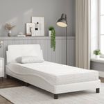 Casa si Gradina - Mobilier - Paturi si accesorii - Paturi - Pat cu saltea, alb, 90x190 cm, piele ecologica - Infinity.ro
