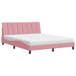 Casa si Gradina - Mobilier - Paturi si accesorii - Paturi - Pat cu saltea, roz, 160x200 cm, catifea - Infinity.ro