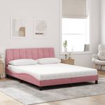 Casa si Gradina - Mobilier - Paturi si accesorii - Paturi - Pat cu saltea, roz, 160x200 cm, catifea - Infinity.ro