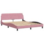 Casa si Gradina - Mobilier - Paturi si accesorii - Paturi - Pat cu saltea, roz, 160x200 cm, catifea - Infinity.ro
