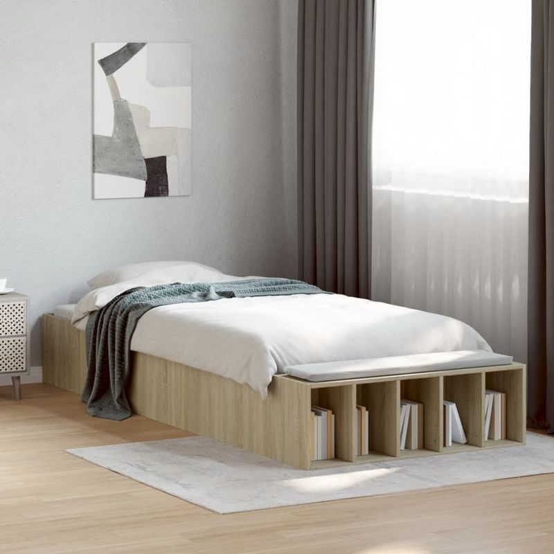 Casa si Gradina - Mobilier - Paturi si accesorii - Paturi - Cadru de pat, stejar sonoma, 100x200 cm, lemn prelucrat - Infinity.ro
