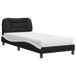 Casa si Gradina - Mobilier - Paturi si accesorii - Paturi - Pat cu saltea, negru si alb, 90x190 cm, piele ecologica - Infinity.ro