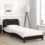 Casa si Gradina - Mobilier - Paturi si accesorii - Paturi - Pat cu saltea, negru si alb, 90x190 cm, piele ecologica - Infinity.ro