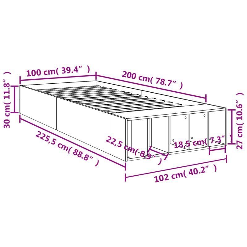 Casa si Gradina - Mobilier - Paturi si accesorii - Paturi - Cadru de pat, stejar sonoma, 100x200 cm, lemn prelucrat - Infinity.ro
