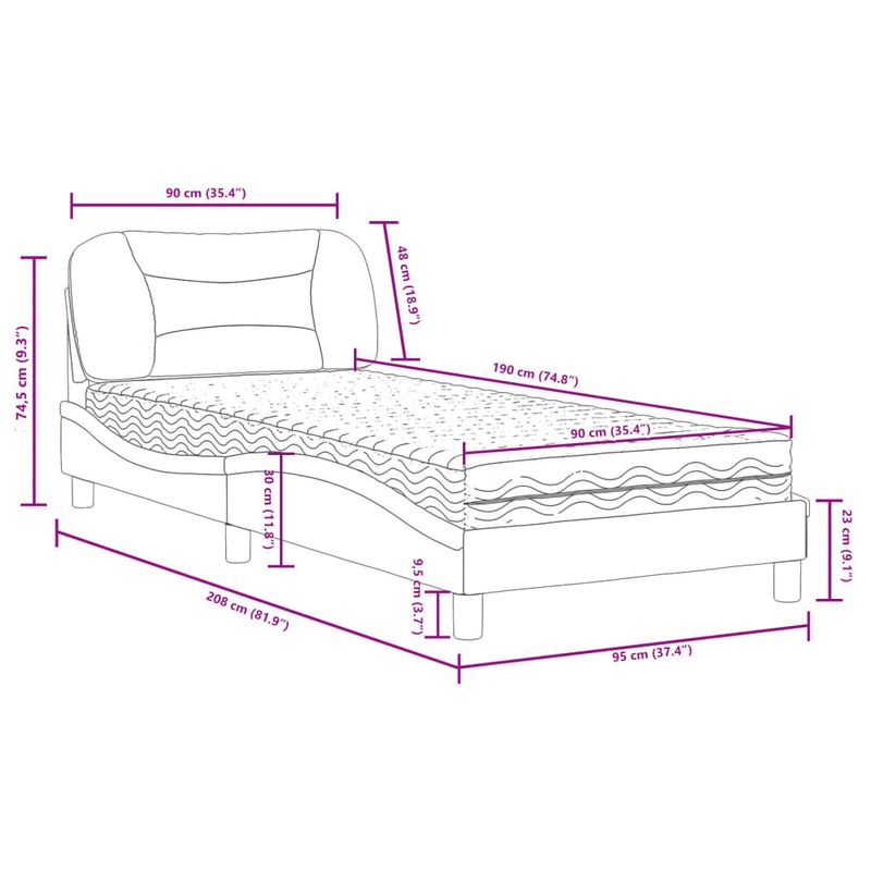 Casa si Gradina - Mobilier - Paturi si accesorii - Paturi - Pat cu saltea, negru si alb, 90x190 cm, piele ecologica - Infinity.ro