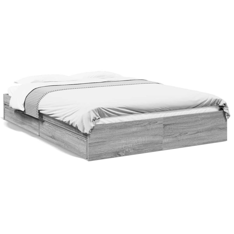 Casa si Gradina - Mobilier - Paturi si accesorii - Paturi - Cadru de pat cu sertare gri sonoma 150x200 cm lemn prelucrat - Infinity.ro