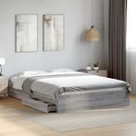 Casa si Gradina - Mobilier - Paturi si accesorii - Paturi - Cadru de pat cu sertare gri sonoma 150x200 cm lemn prelucrat - Infinity.ro
