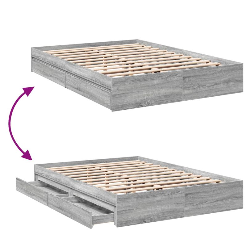 Casa si Gradina - Mobilier - Paturi si accesorii - Paturi - Cadru de pat cu sertare gri sonoma 150x200 cm lemn prelucrat - Infinity.ro