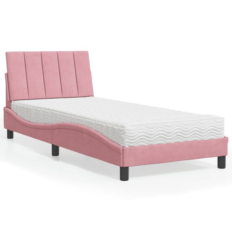 Casa si Gradina - Mobilier - Paturi si accesorii - Paturi - Pat cu saltea, roz, 80x200 cm, catifea - Infinity.ro