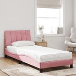 Casa si Gradina - Mobilier - Paturi si accesorii - Paturi - Pat cu saltea, roz, 80x200 cm, catifea - Infinity.ro