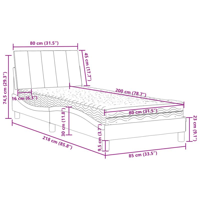 Casa si Gradina - Mobilier - Paturi si accesorii - Paturi - Pat cu saltea, roz, 80x200 cm, catifea - Infinity.ro
