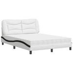 Casa si Gradina - Mobilier - Paturi si accesorii - Paturi - Pat cu saltea, alb si negru, 140x200 cm, piele ecologica - Infinity.ro