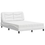 Casa si Gradina - Mobilier - Paturi si accesorii - Paturi - Pat cu saltea, alb, 140x190 cm, piele ecologica - Infinity.ro