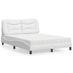 Casa si Gradina - Mobilier - Paturi si accesorii - Paturi - Pat cu saltea, alb, 140x190 cm, piele ecologica - Infinity.ro