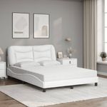 Casa si Gradina - Mobilier - Paturi si accesorii - Paturi - Pat cu saltea, alb, 140x190 cm, piele ecologica - Infinity.ro