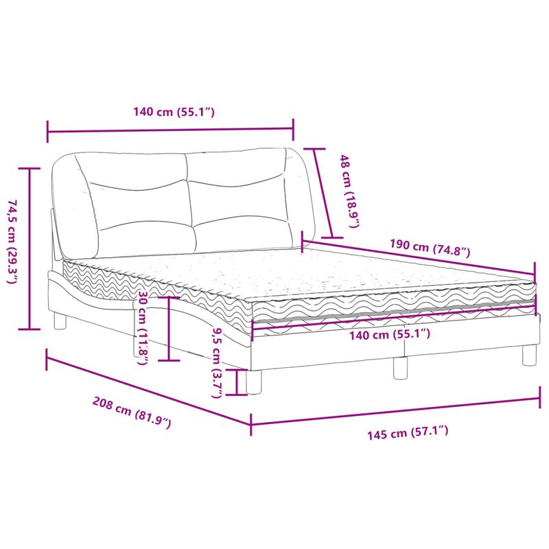 Casa si Gradina - Mobilier - Paturi si accesorii - Paturi - Pat cu saltea, alb, 140x190 cm, piele ecologica - Infinity.ro