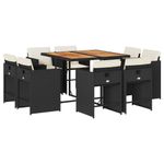 Casa si Gradina - Gradina si terasa - Mobilier exterior - Seturi mobila gradina - Set mobilier de gradina cu perne, 9 piese, negru, poliratan - Infinity.ro