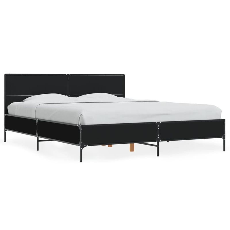 Casa si Gradina - Mobilier - Paturi si accesorii - Paturi - Cadru de pat, negru, 150x200 cm, lemn prelucrat si metal - Infinity.ro